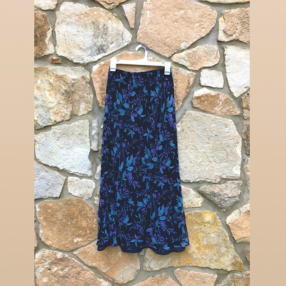 Reversible Maxi Skirt: Jungle Floral & White Spots